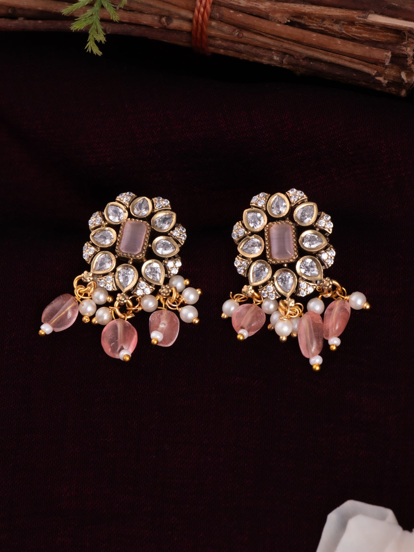 Victorian flower earrings detail