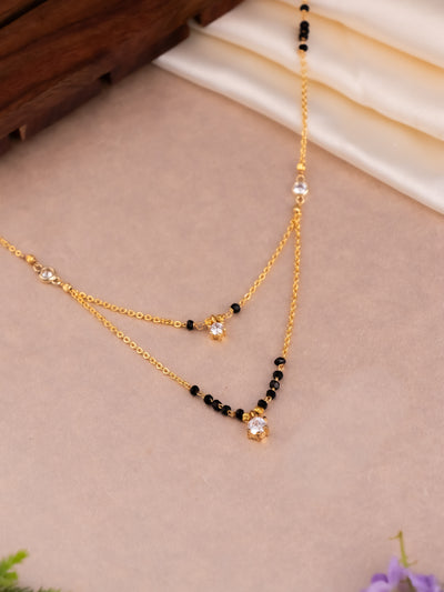 Every day minimalist chain mangalsutra with balck beads.