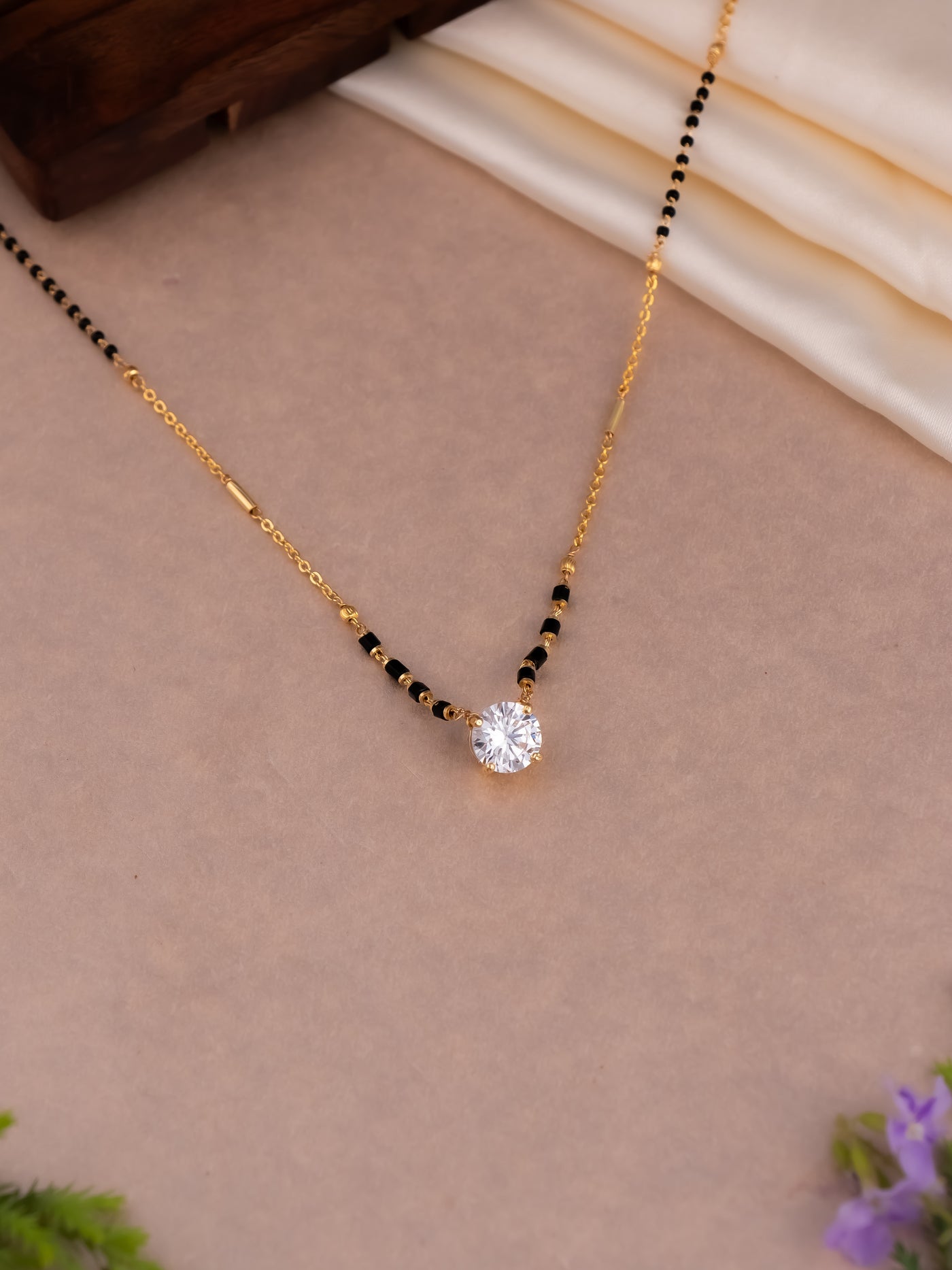 Simple trendy single diamond everyday minimal mangalsutra.