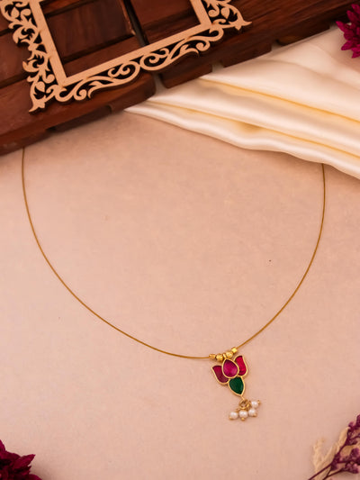 Imperial Tara Lotus design nila Kundan Jadau invisible necklace.
