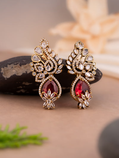 High quality victorian earrings in ruby, perfect for any occasion