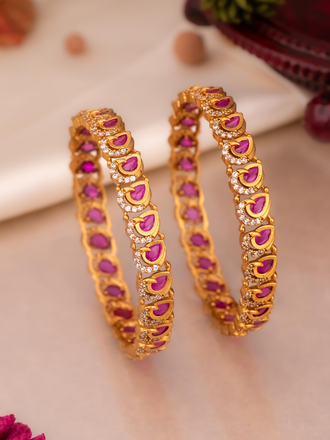 Ruby white stone bangles are now at imperial tara with best price online
