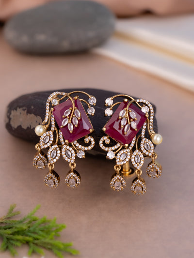 Premium Victorian earrings in ruby colour