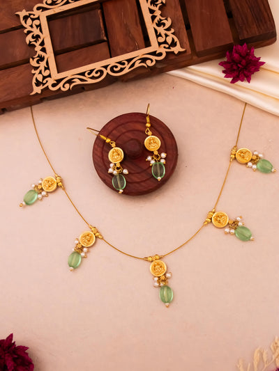 South Indian traditional lakshmi kasu invisible chain necklace  with kasu earrings
