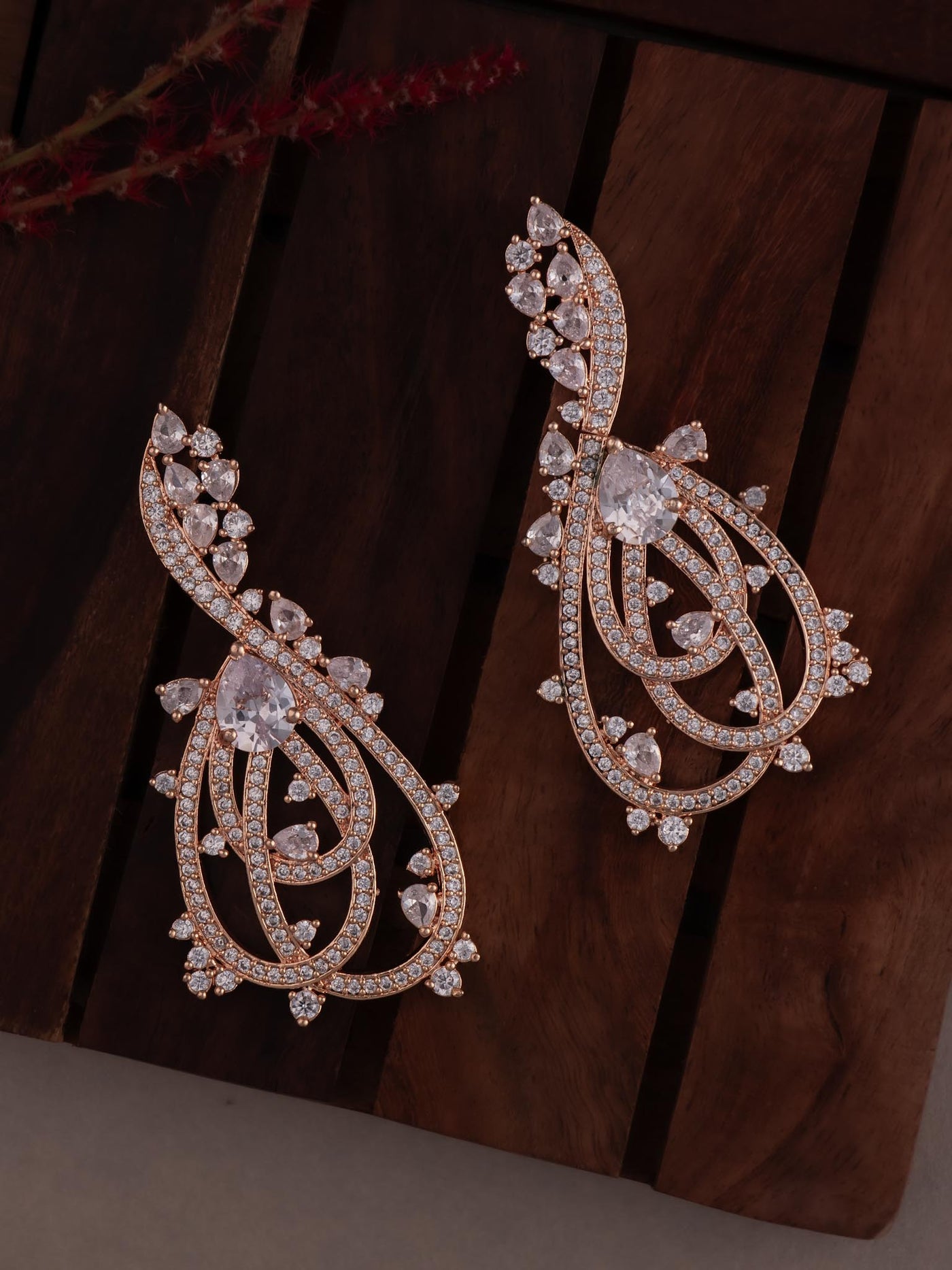 Aarvi rose gold diamond earrings