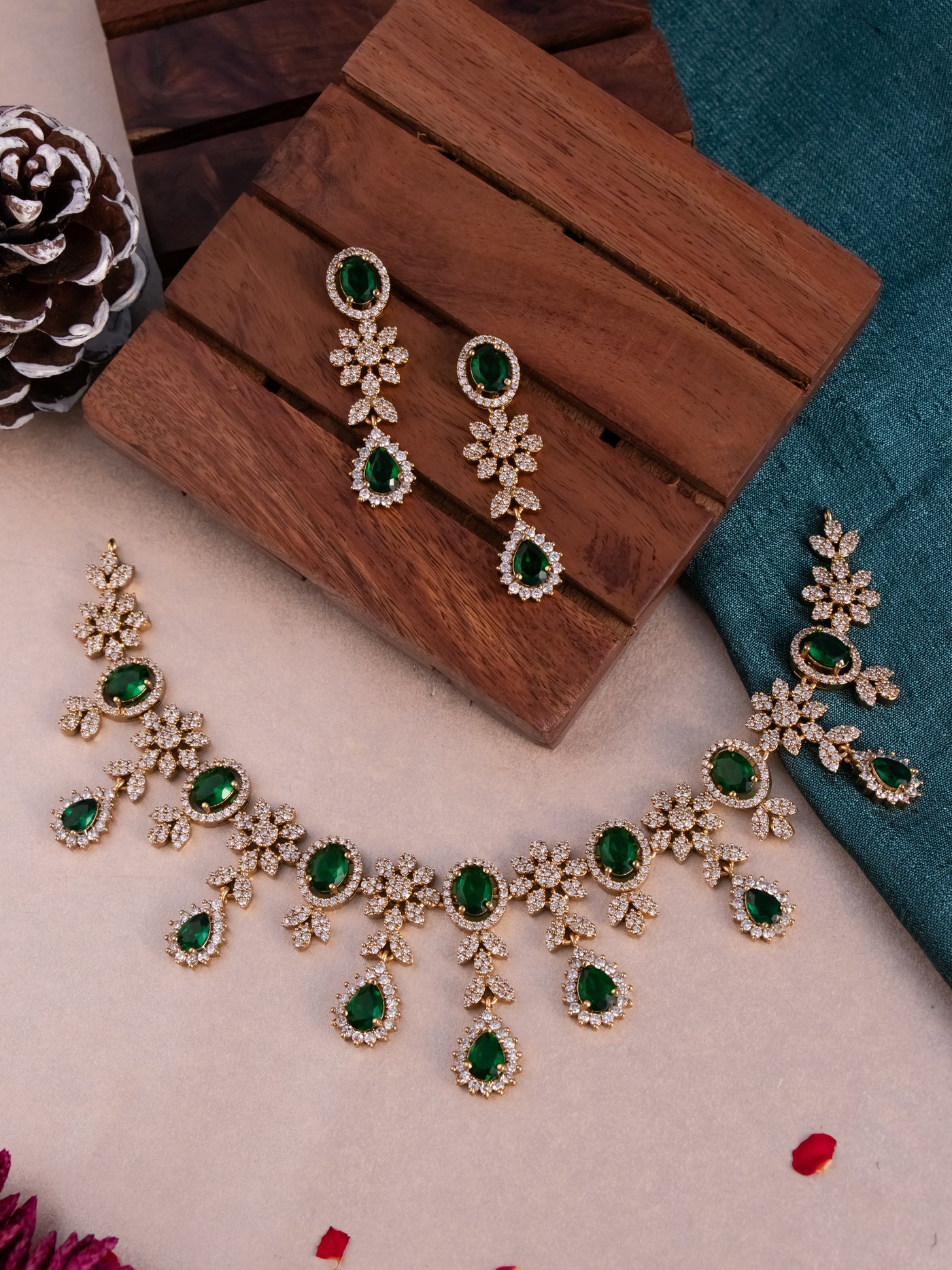 ad jewellery online| Emerald AD jewellery | floral ameriacn diamond jewellery online | Diamond jewellery set online | Diamond look alike jewellery