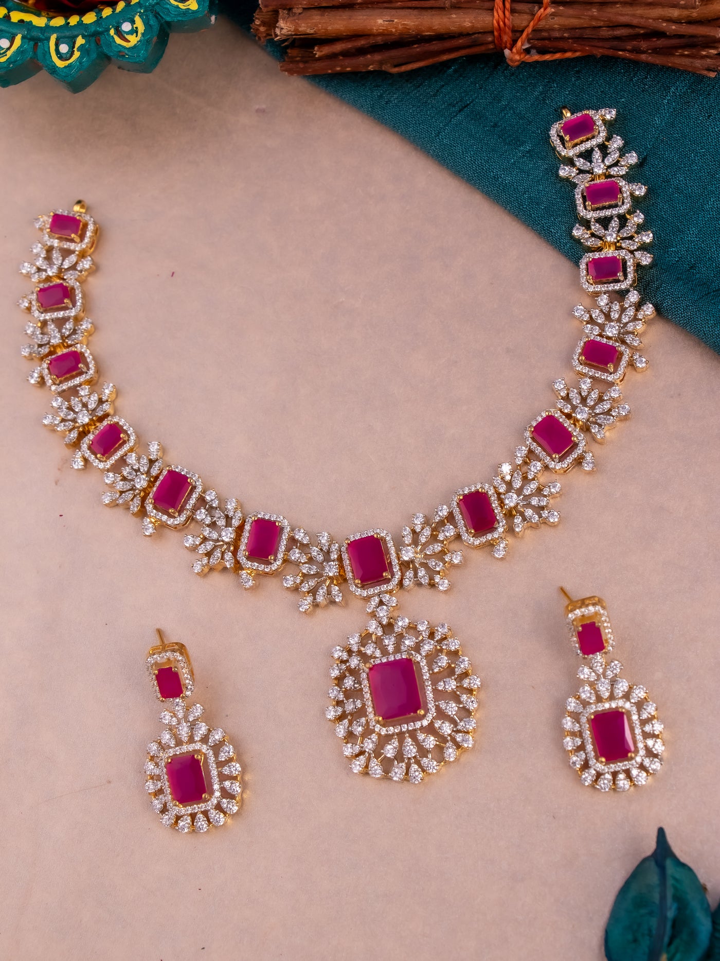  american diamond necklace with price | American diamond jewellery | ruby diamond necklace | Emerald diamond necklace |party wear jewellery | statement jewellery 