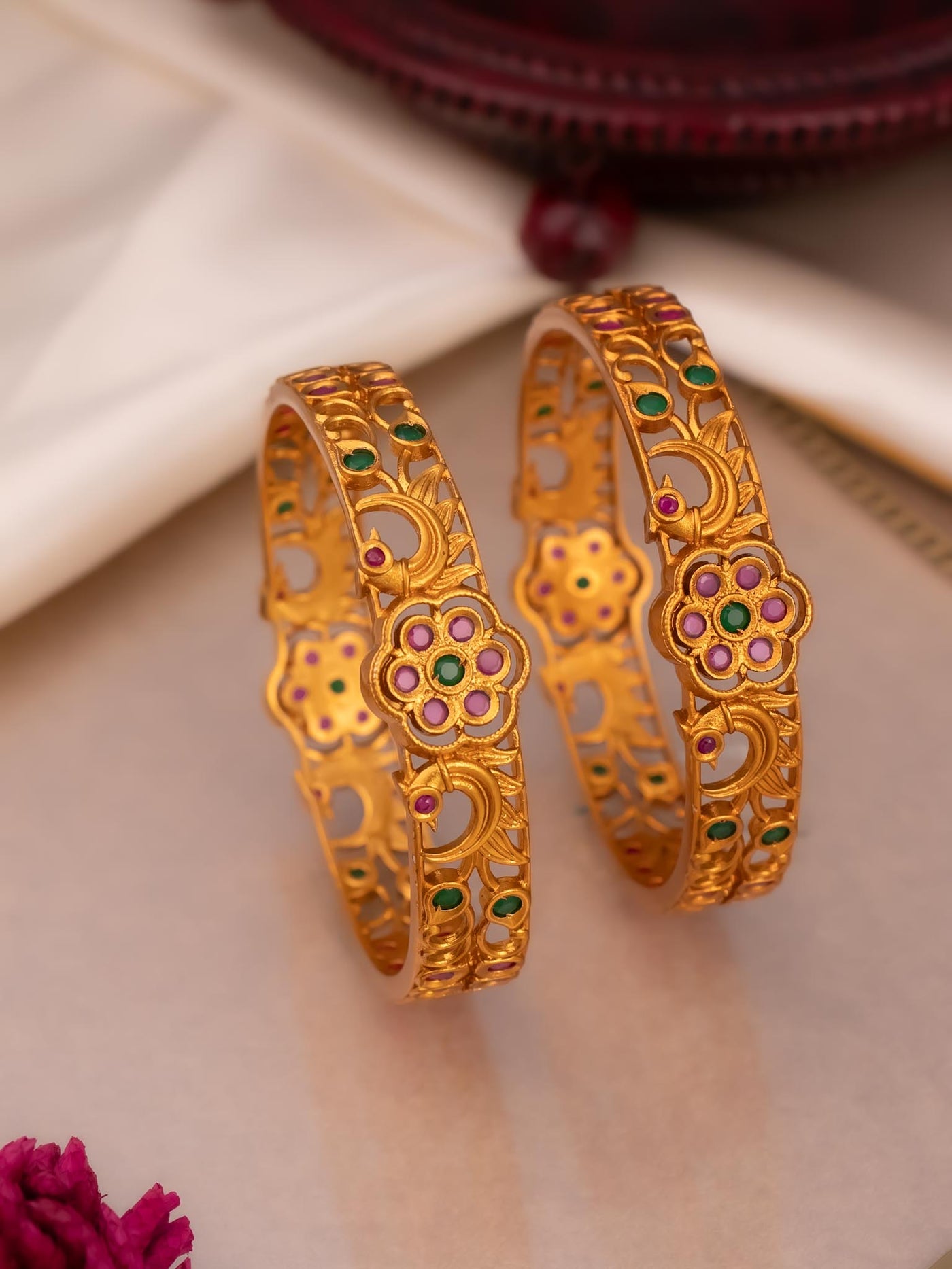 Real Kemp Peacock Bangles,bridal Bangles,kemp bangles,bangles online, gold look alike bangles