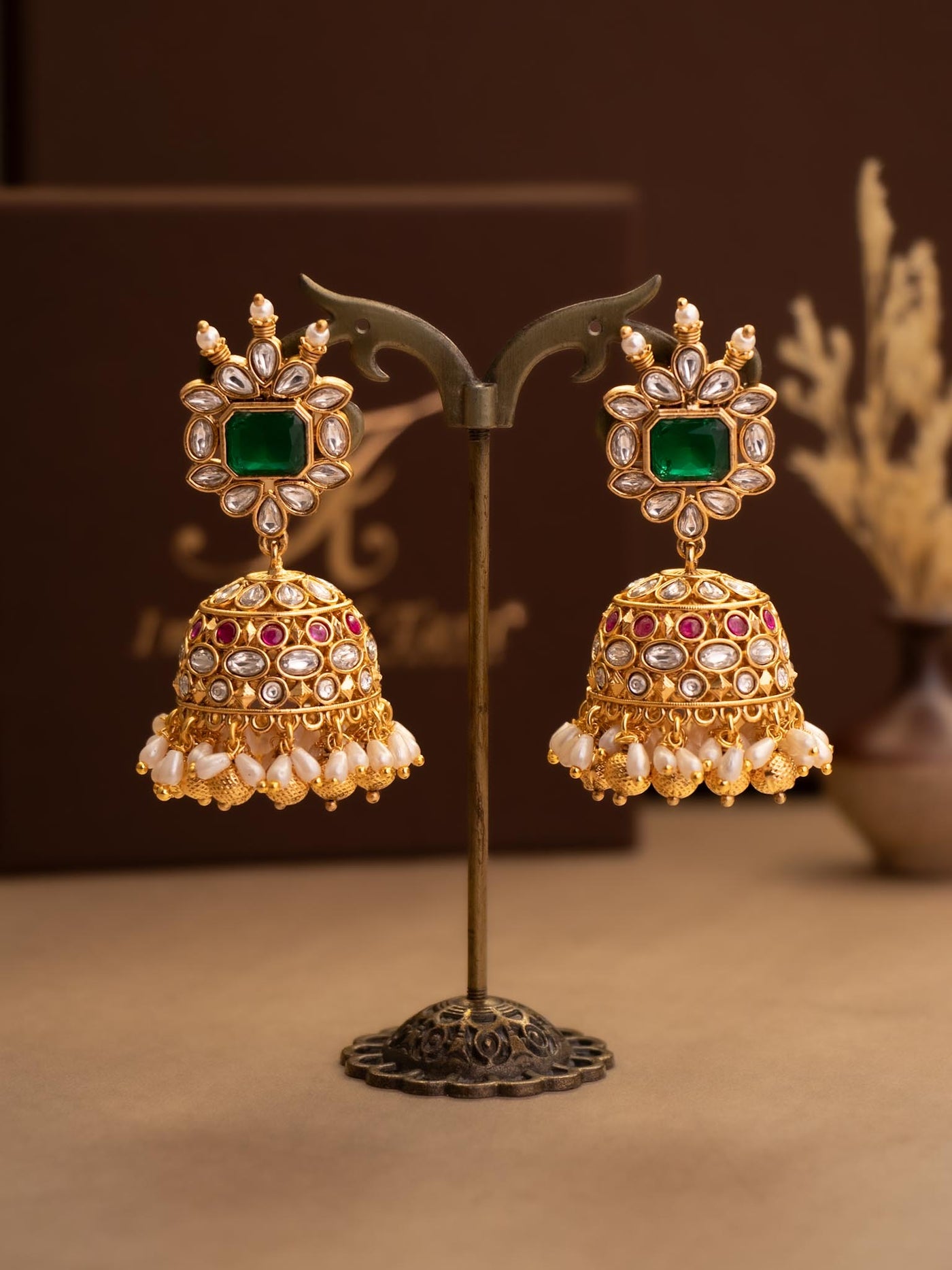 Kundan fixing reva jhumkas- Imperila Tara