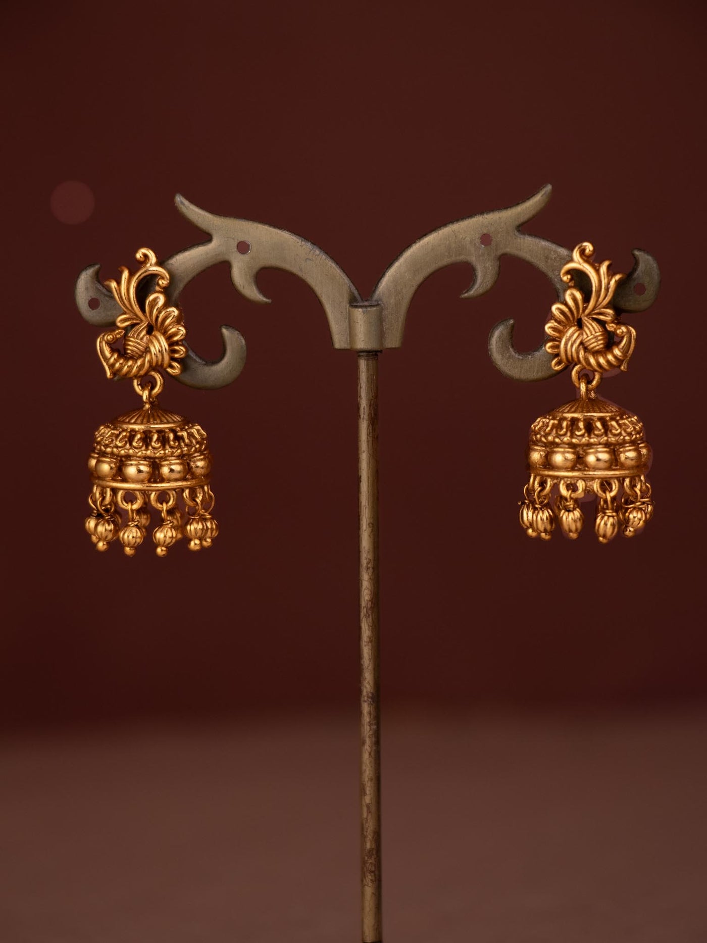 Peacock  antique siya jhumkas  - Imperial Tara